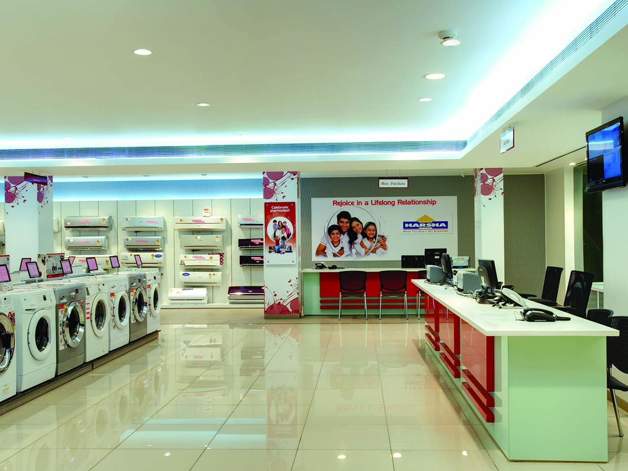 View of the Cash counter at Harsha electronics retail store