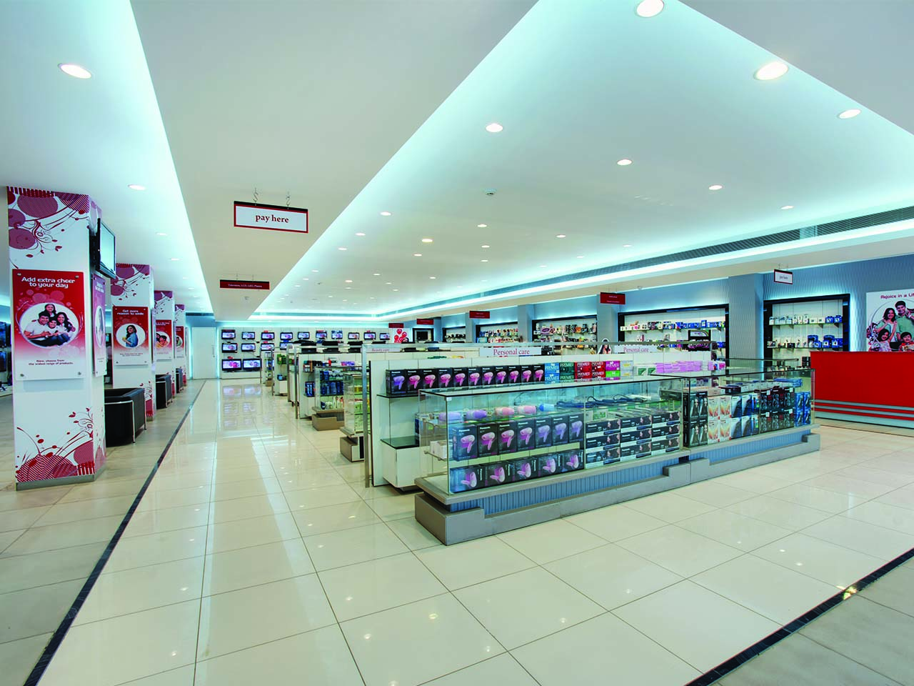 Ground floor at Harsha electronics retail store designed by StudioJ