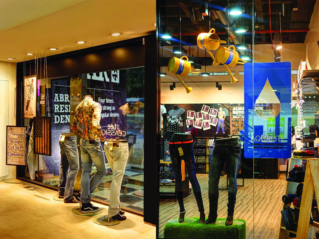 Window Display at LEE apparel retail store desgined by StudioJ displaying mannequins-2