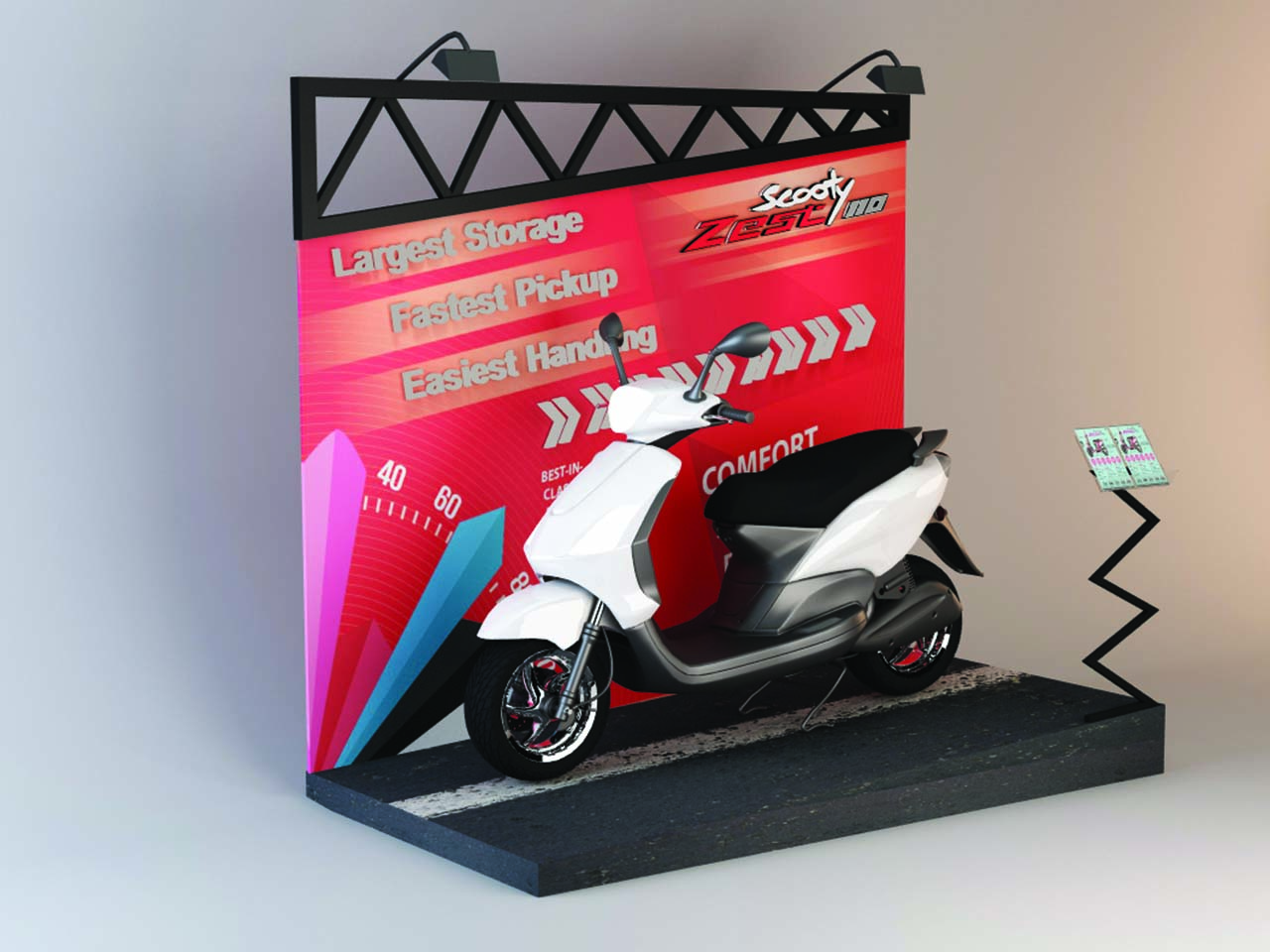 Point of sale designed by StudioJ displaying white coloured Scooty