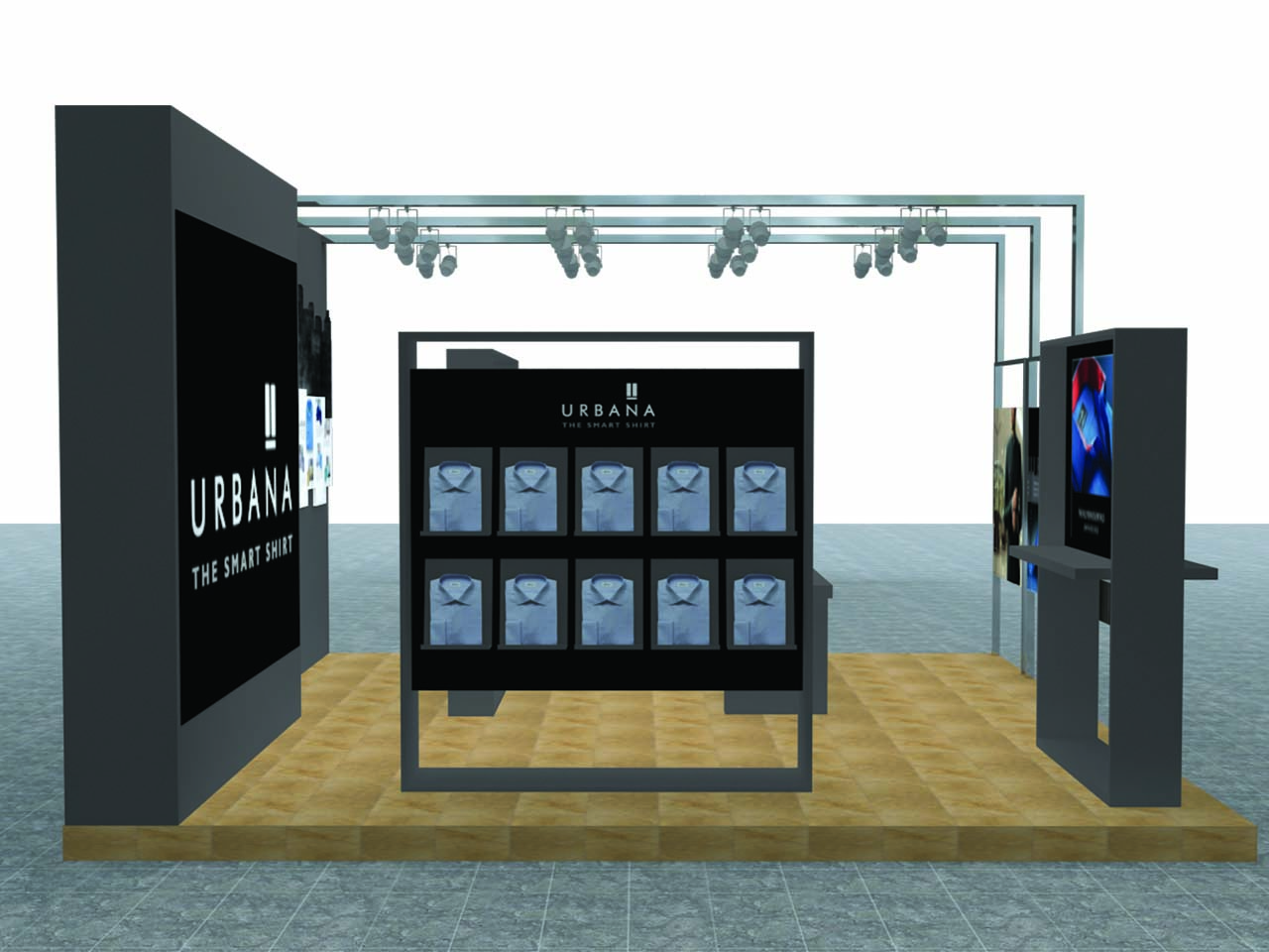 3d model of the shirt display at Urbana apparels done by StudioJ
