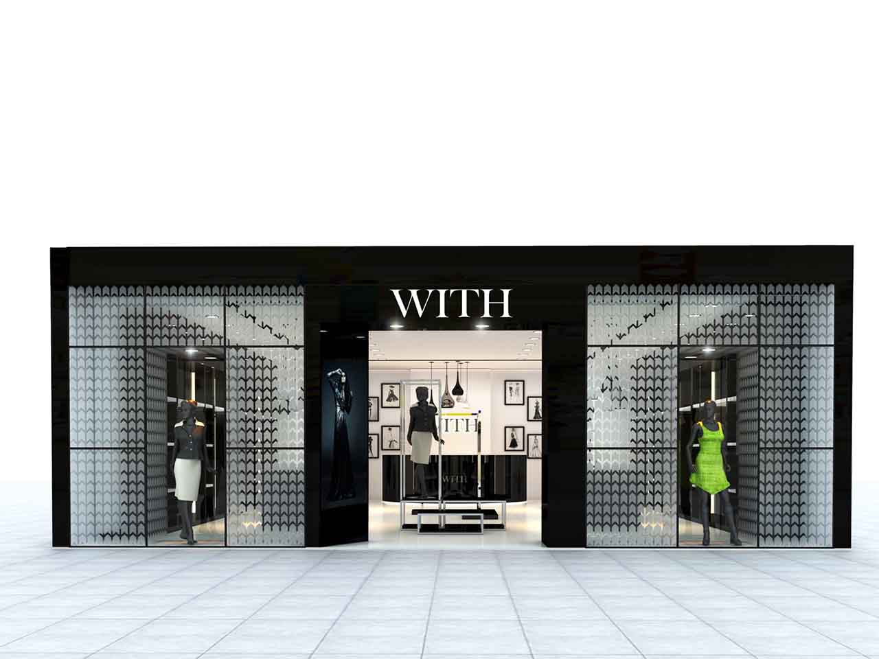 Entrance view of the WITH apparel retail store designed by StudioJ