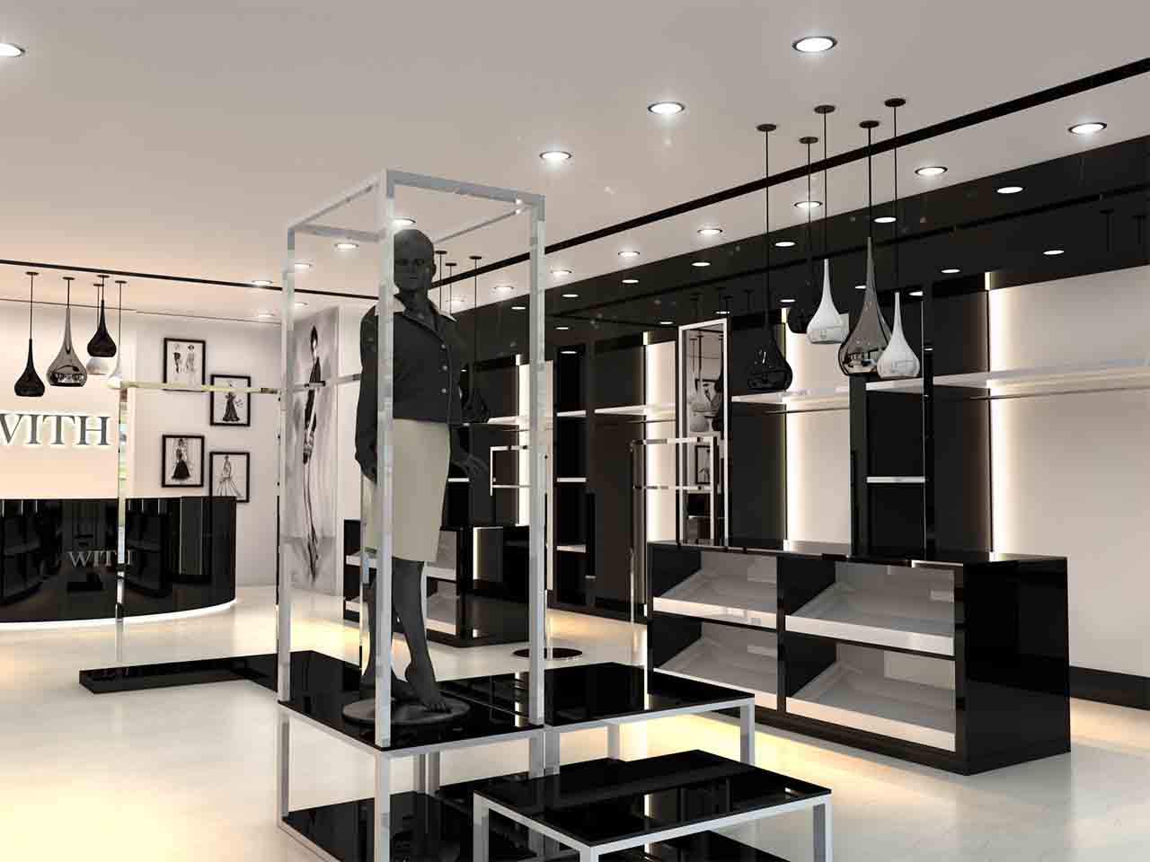 Interior view of the WITH apparel retial store designed by StudioJ