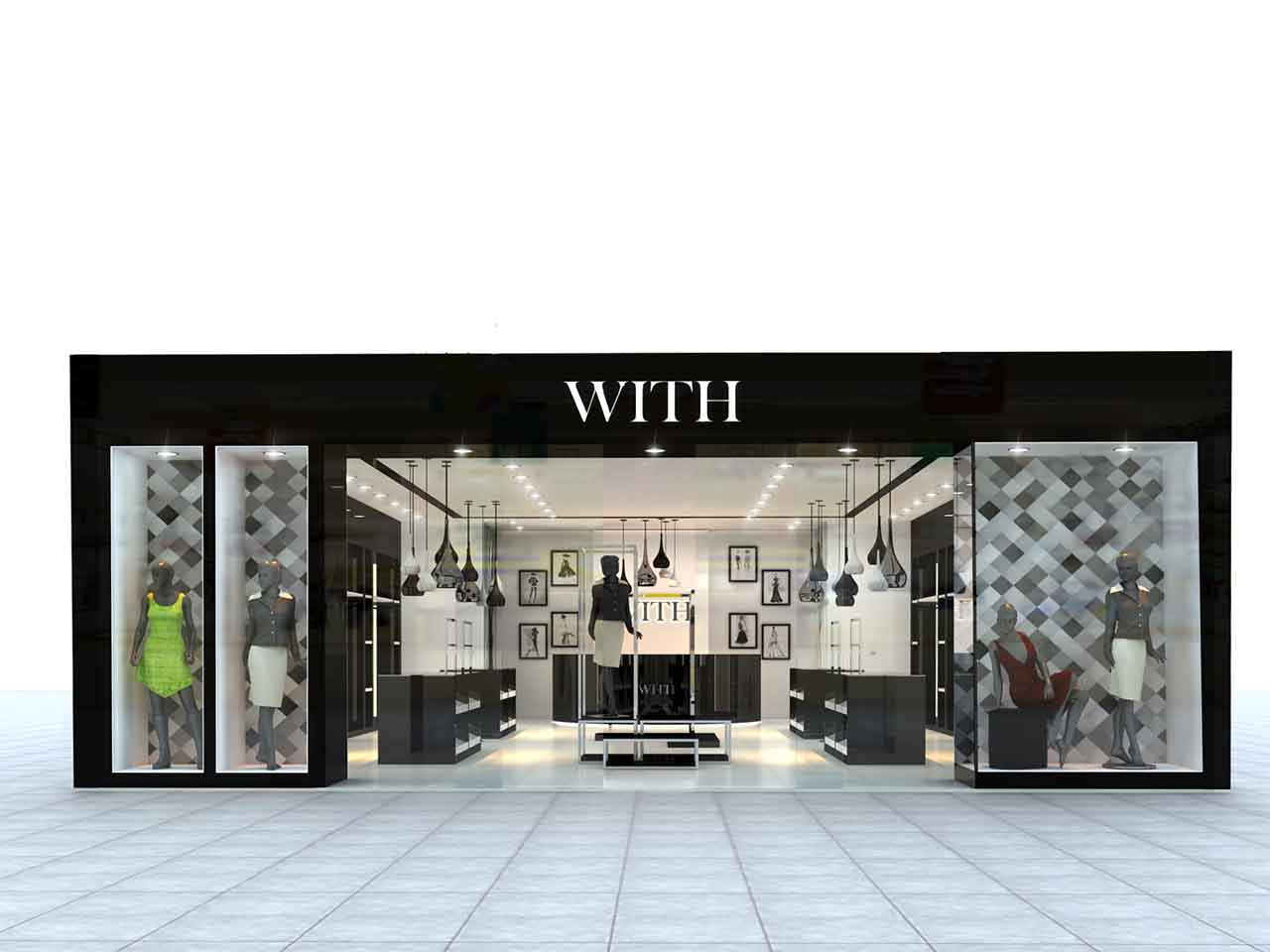 Facade of WITH apparel store designed by StudioJ